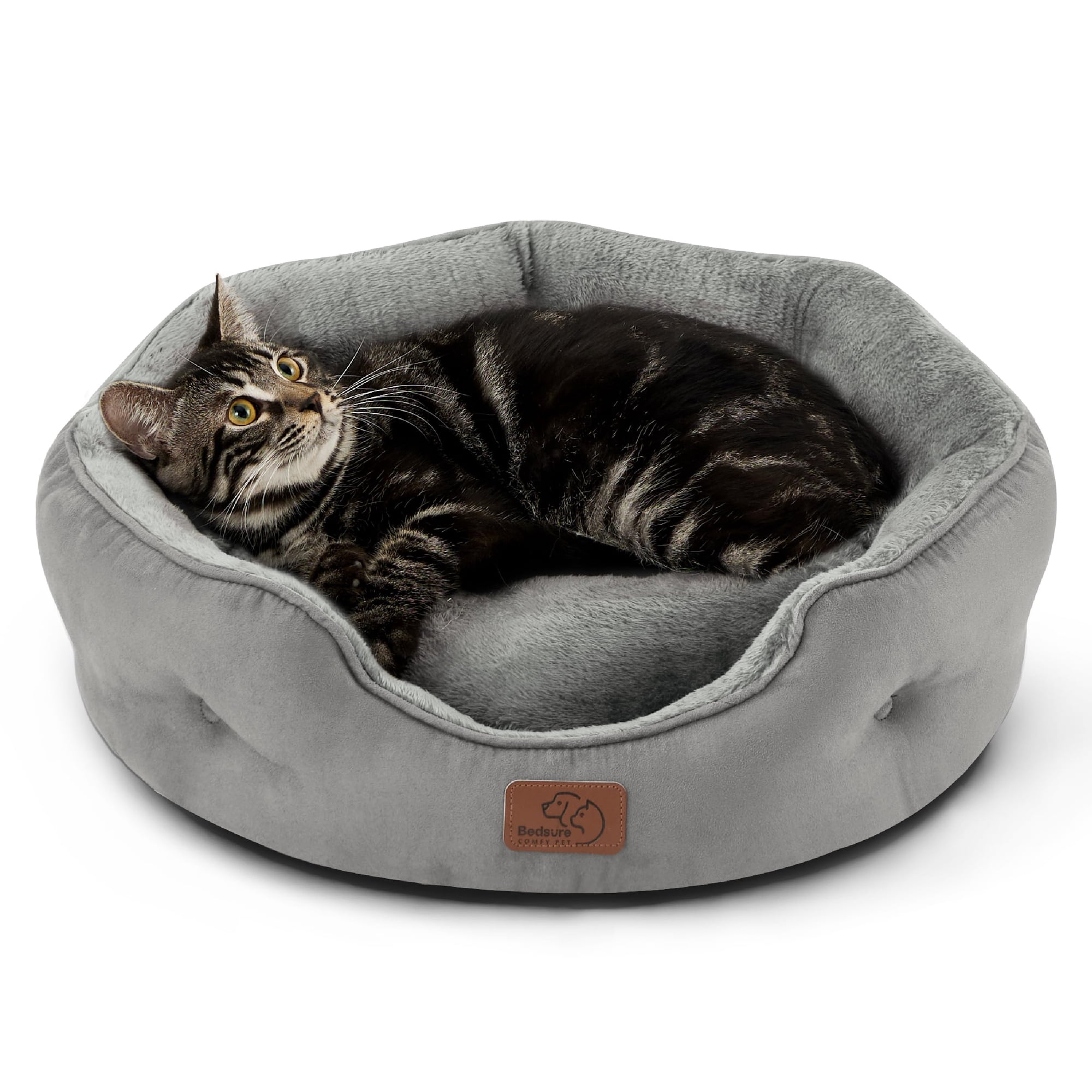 U By Bedsure - Cama Para Mascotas Para Perros Y Gatos Pequeños, Redonda, Gris, 50 Cm
