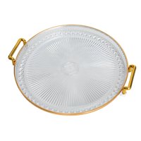 Bothyi - Bandeja Redonda Para Servir Comer Almacenamiento Bandeja De Tocador Bandeja De Desayuno Con Asas Transparente A