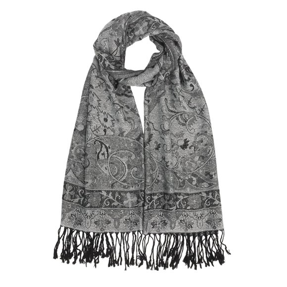 Pashmina Nonakgado Negro y Blanco con Estampado Paisley – Chal y Bufanda
