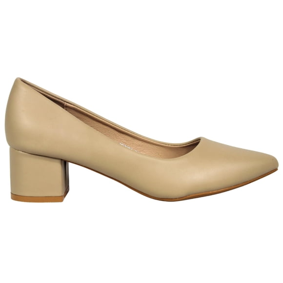 Zapatos Formal Mujer Tacon Cuadrado Bajo 10869A Café