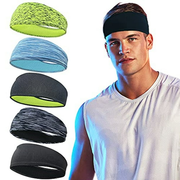5pcs Sports Headbands For Men: Breathable Mesh Design - Reused & Washed For Running, Yoga & Fitness Workouts