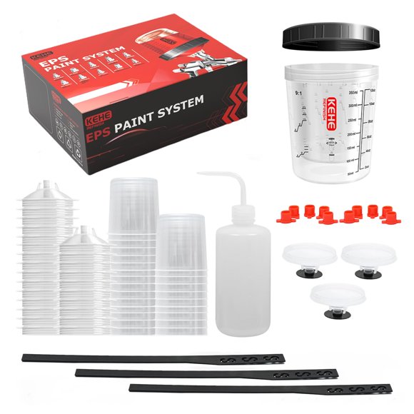 Kit de Vasos para Pintura KEHE REFINISH 350 ml con Sistema de Filtro
