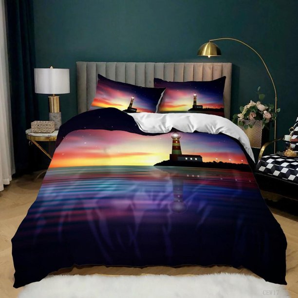 Lighthouse Starry Sky Quilt Duvet Cover Set Soft Home Textiles Bedclothes3-Piece Bedding Set