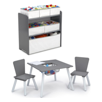 Set Juego De Mesa Y Organizador Infantil 6 Contenedores Gris/Blanco Con Almacenaje Delta Children