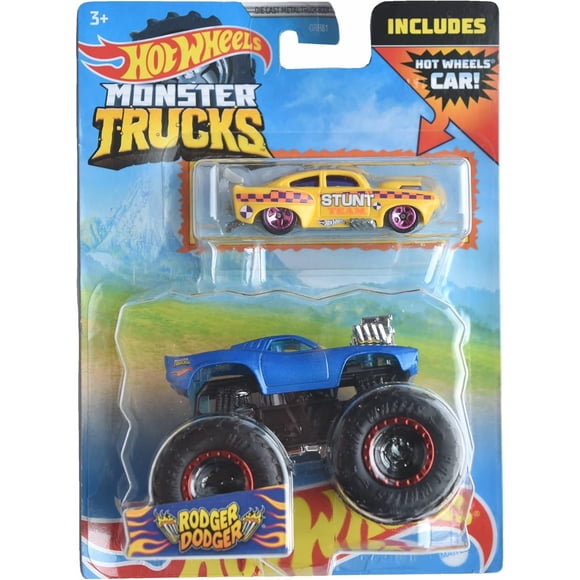 Camión Monstruo Rodger Dodger de Hot Wheels con Auto