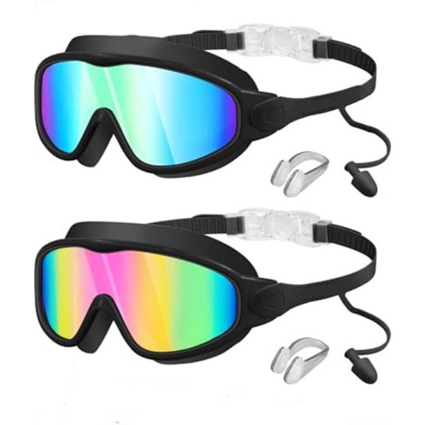 Gafas natación antivaho con pinza nariz tapones oídos antigoteo visión amplia protección UV