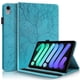 thumbnail image 1 of Funda con relieve del Árbol de la Vida para tablet ipad mini 6 con soporte, ranuras para tarjetas y soporte para lápiz óptico. Azul, 1 of 6