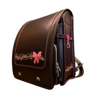 Kenko Foods - Mochila Japonesa Premium Tipo Randoseru Diseño Café Lazo Rosa