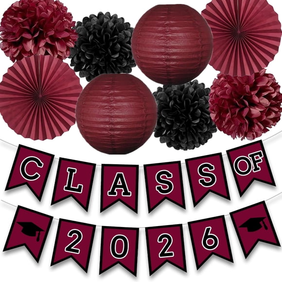 Decoración Para Fiesta De Graduación Color Vino Clase 2026