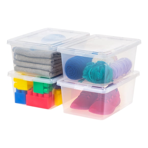 Cajas de almacenamiento IRIS USA para zapatos de 15 cuartos de galón, paquete de 4 con tapas