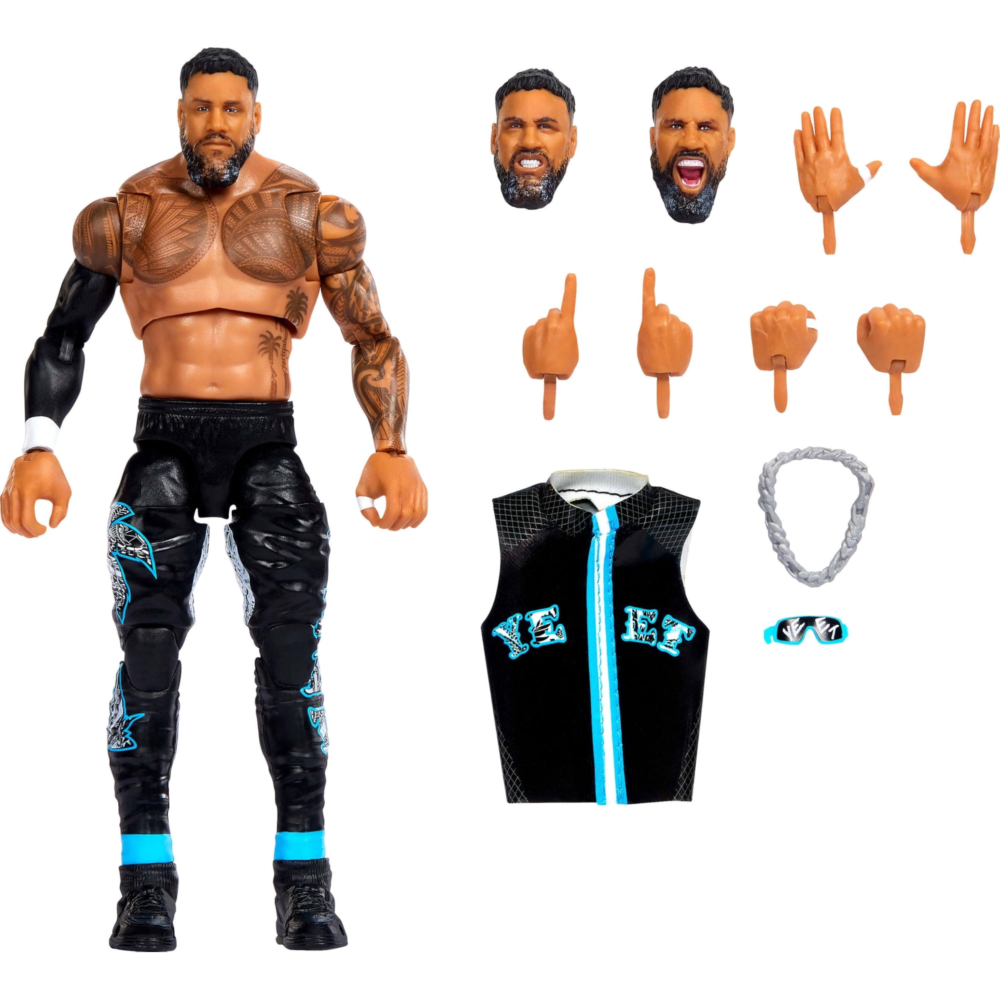 Figura De Acción Mattel Wwe Jey Uso 15 Cm 30 Articulaciones