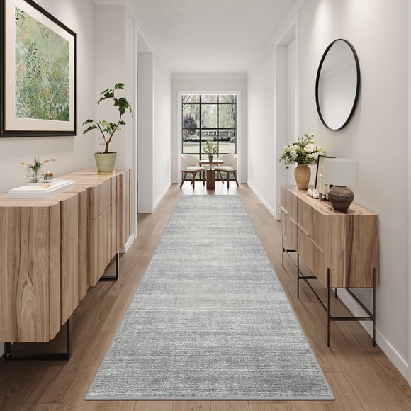 Alfombra Art&Tuft 76 cm x 356 cm Antideslizante Lavable Gris