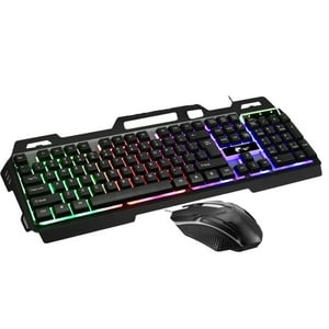 Asiamerica - Pack Teclado Metal Rgb + Mouse 1600 Dpi Gamer Negro