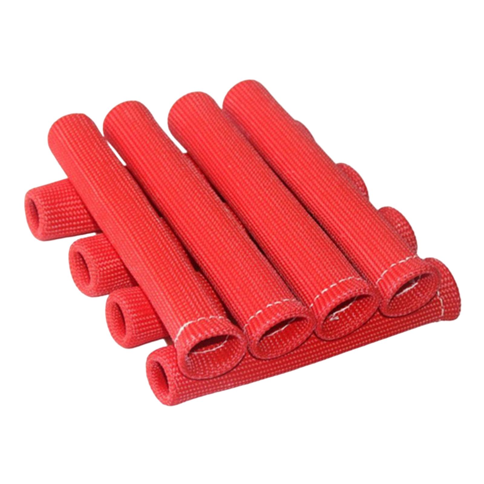 Magideal - Envoltura De Botas De Alambre De Bujía De 8 Uds Para Protección Térmica De Camión De Coche Cubierta De Protección Térmica Universal Cubierta De Calor Rojo