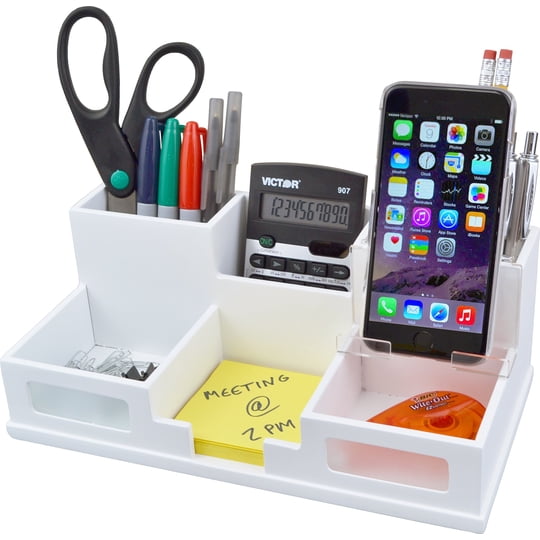 Organizador De Escritorio Victor W9525 Blanco Con Soporte Para Celular