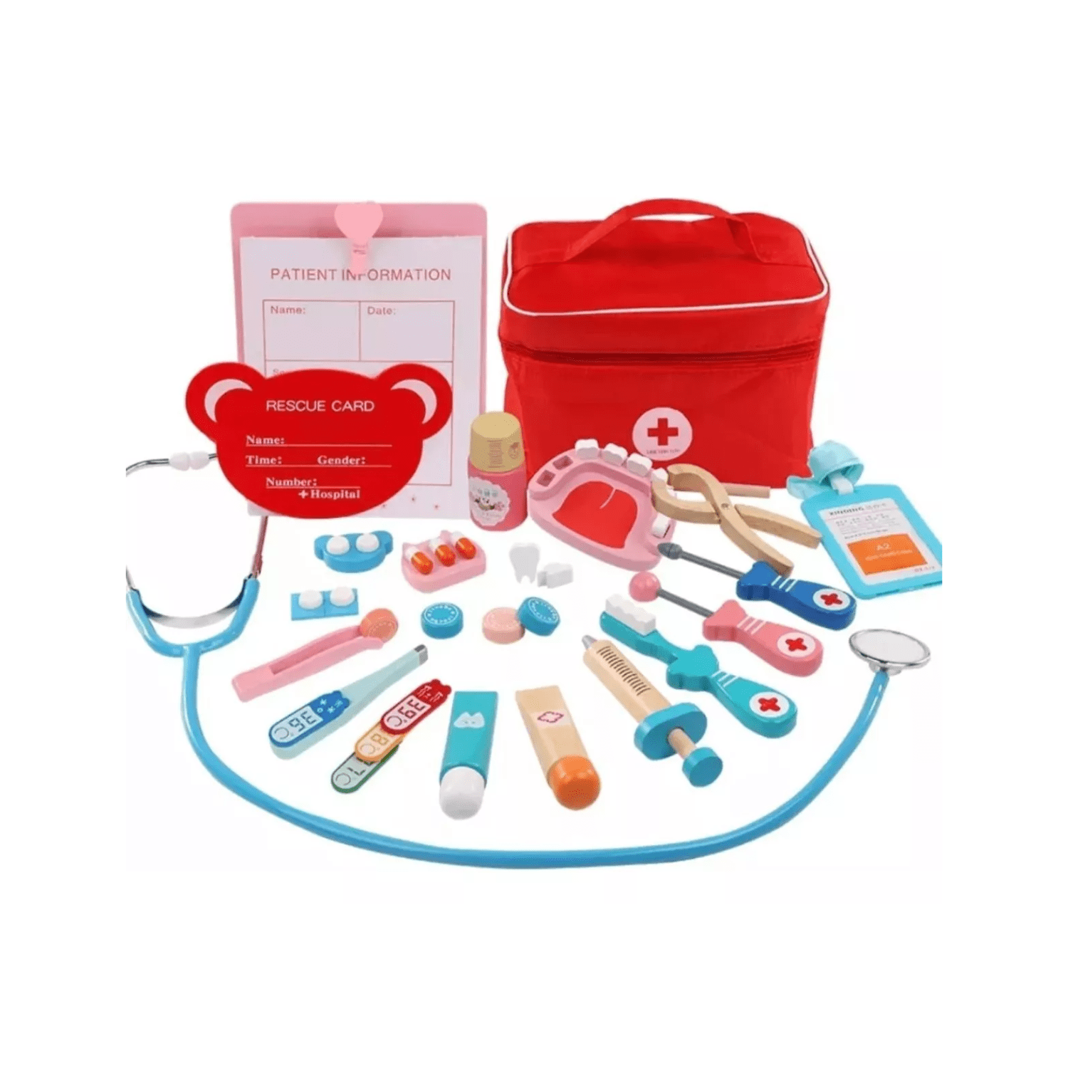 Importclick - Set Juegos Bolso Doctor Dentista Madera Infantil