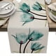 thumbnail image 1 of 1pc Blue Floral Long Table Runner 13x72 Inches, Kitchen Dinner Retro Tulip Flower Dining Table Runners, Long Dresser Scarf, Farmhouse Burlap Holiday Table Runner For Coffee/Dining/Party/Wedding, 1 of 5