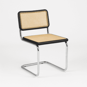 Spacehome - Pack X2 Sillas Negras Ratán Y Madera Con Marco Metálico Reforzado