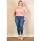 thumbnail image 4 of Top Casual De Punto Acanalado Liso Con Mangas Abullonadas Fruncidas De Talla Grande, 4 of 5