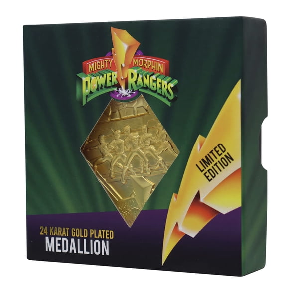 Medallón Fanattik Power Rangers, edición limitada, chapado en oro de 24 quilates