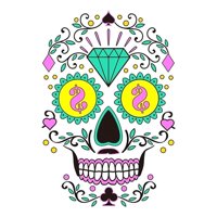 Genérica - Tatoo - Catrina - Fluorecente - Diamante-Dinero Multicolor