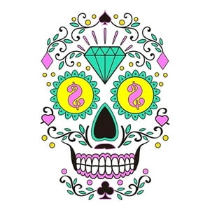 Genérica - Tatoo - Catrina - Fluorecente - Diamante-Dinero Multicolor