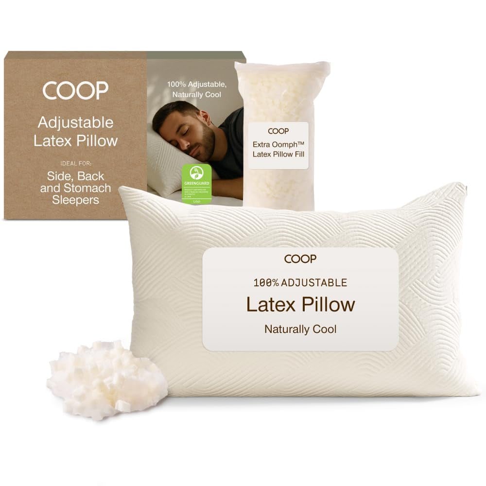 Almohada De Látex Ajustable Coop Home Goods Tamaño King, Fresca Y De Firmeza Media