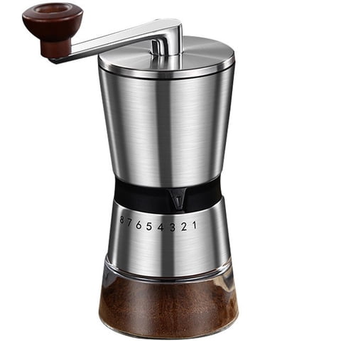 Xusx111 - Molino De Café Manual - 8 Ajustes De Rugosidad Ajustables, Molino De Café De Manivela De Mano, Gran Capacidad, Molino De Café Portátil De Mano Para Maceta Moka, Prensa Francesa, Goteo, Espre
