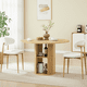 thumbnail image 3 of 47.24" Round Dining Table (Serves 2–4) with Two Dining Chairs Blends modern and farmhouse styles, featuring a double-tiered storage shelf, suitable for dining rooms or living spaces.Natural, 3 of 3