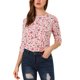 thumbnail image 1 of INSPIRE CHIC Camiseta Básica de Mujer con Mangas al Codo Cuello Redondo Ajustada Regreso a Clases Casual Estampada Camiseta Blanca-Floral M, 1 of 7