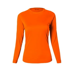 Snix - Polera Femenina Dry Fit Manga Larga-Naranja Fluor Talla Xs