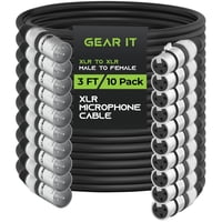Cables Xlr Gearit Para Micrófono Macho A Hembra, 3 Pines, 3 Pies, 10 Unidades