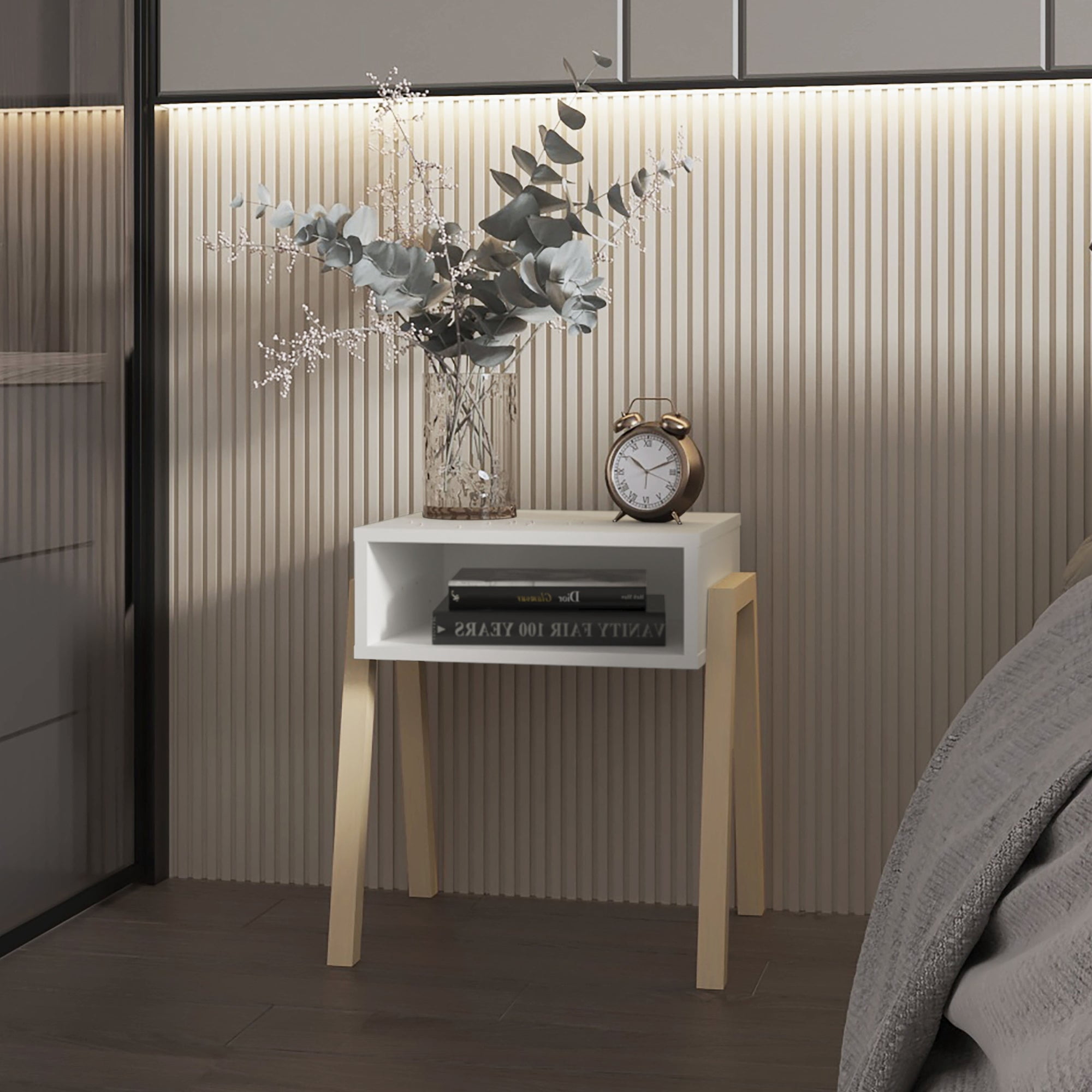 Tuhome - Velador Pinetti 50,6x46x36,9 Cm Blanco Y Crudo