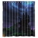 thumbnail image 1 of Cortina de ducha con diseño de castillo, lluvia, Frankenstein, relámpagos, nubes y fantasía de Halloween, juego de cortinas de baño con ganchos, tamaño 66 x 72 pulgadas, 1 of 3