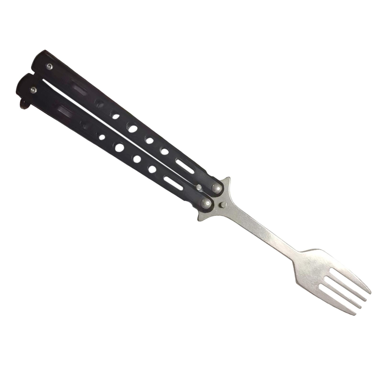Magideal - Cuchara De Mariposa, Tenedor De Mariposa De Metal, Utensilio De Cocina Plegable Portátil Para Senderismo, Cocina, Viaje, Picnic, Vajilla Al Aire Libre