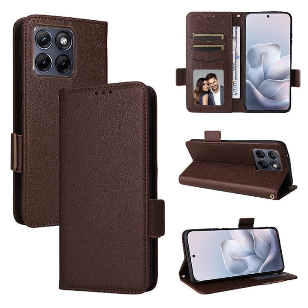 Funda Cartera para Motorola Edge 70 Fusion Tapa Flip con Ranuras y Soporte Marrón
