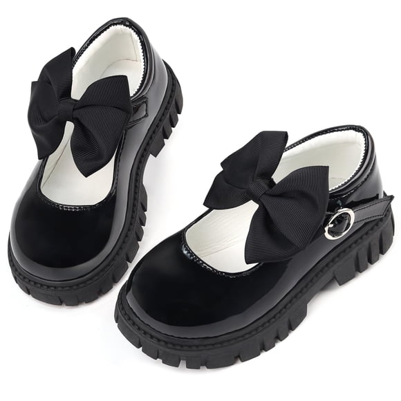 Zapatos de Vestir para Niña Pequeña Wulubaba Mary Jane con Moño Negro Talla 7
