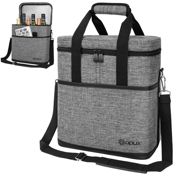 Bolsa portabotellas Opux con aislamiento para 6 botellas, color gris