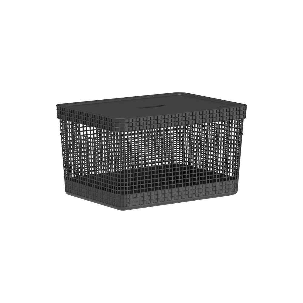 Ou - Cesta Grid Con Tapa 20 L Negro