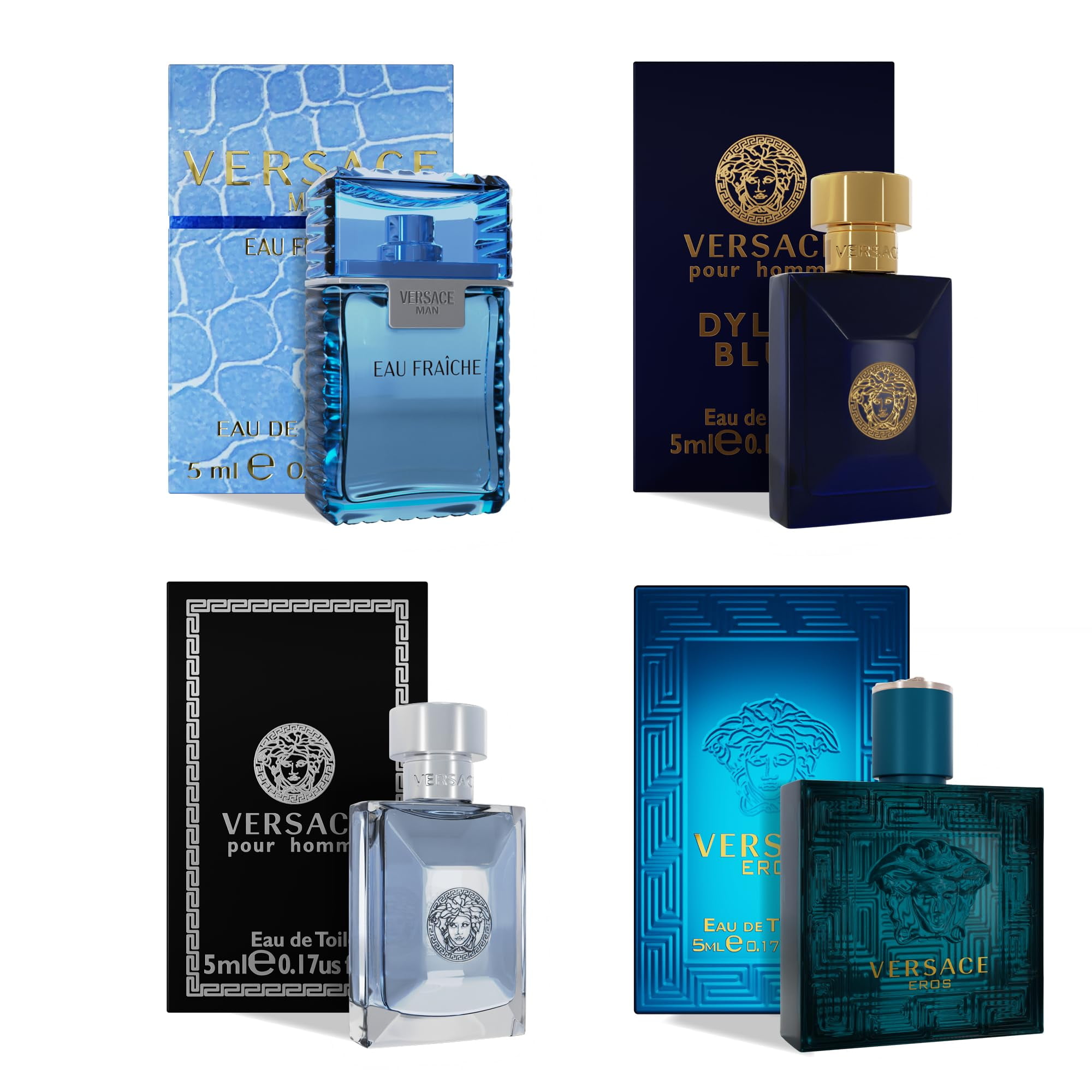 Set De Perfume Versace Cologne Para Hombre Eros, Pour Homme, Dylan Blue