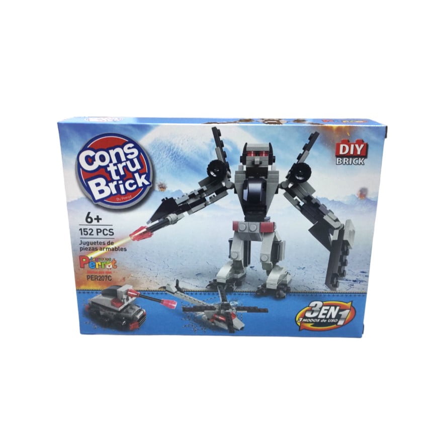 Juguetes Perrot - Construbrick Mega Robot Grafito 3 En 1, 152 Pzas