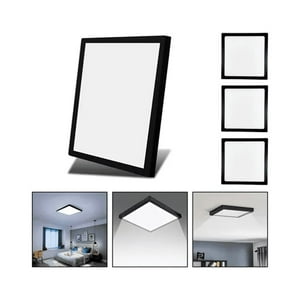 Genérico - 3 Panel Led 60X60Cm Sobrepuesto Cuadrado 48W Luz Fría Negro