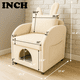 thumbnail image 2 of Beige Bunny-Ear Pet-Friendly Armchair with Built-in Cat & Dog Hideaway, Cozy Dual-Use Sofa Chair with Side Pocket, 27.4 x 25.2 x 37.4 inch, 2 of 3