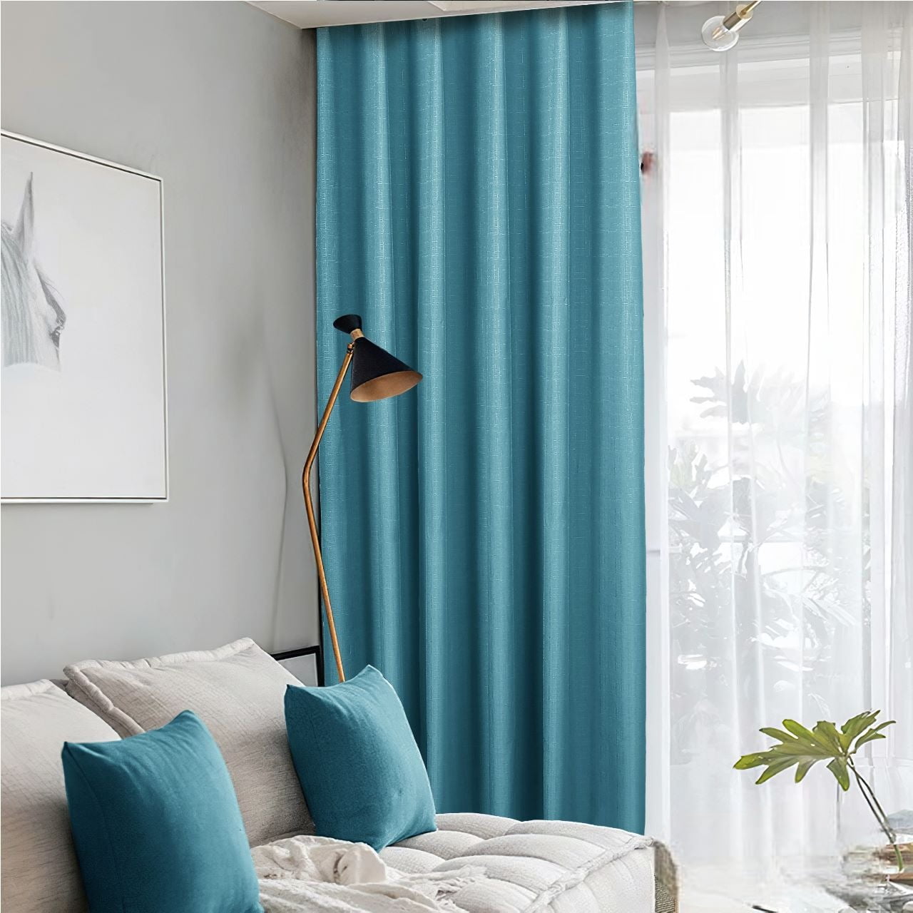 Wyj Hogar - Cortina Blackout Con Argollas Turquesa