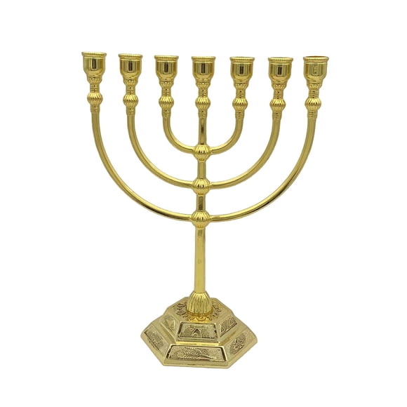 Portavelas Menorah Con 7 Ramas Centro De Mesa Shabat Candelabros Aureate