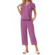 thumbnail image 2 of INSPIRE CHIC Conjunto de Pijama de Manga Corta para Mujer con Botones para Lactancia con Pantalones Capri y Bolsillos XL Gris Púrpura, 2 of 6
