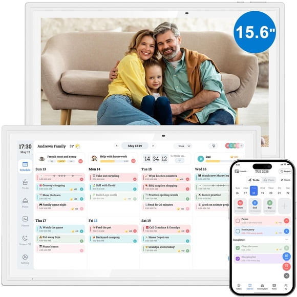 Calendario digital táctil zcobro de 39 cm con sincronización Wi‑Fi