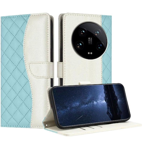 Funda Tipo Cartera Acolchada para Xiaomi 14 Ultra con Bloqueo RFID Ranuras y Correa Verde