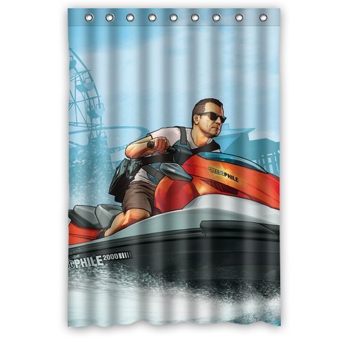 Pinghai - Cortina De Ducha Con Diseño De Grand Theft Auto V, Juego Estadounidense Gta5, Con Ganchos, Tamaño 48 X 72 Pulgadas