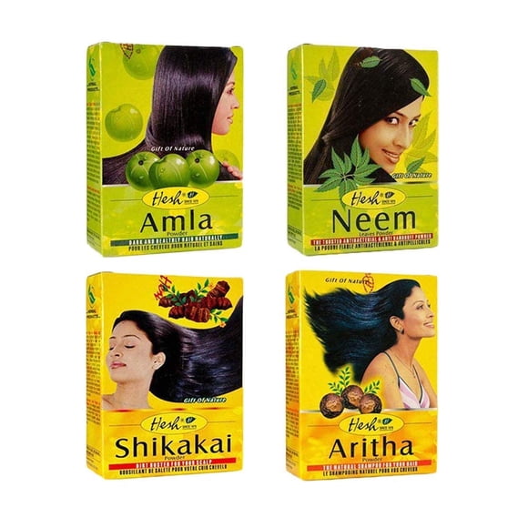 Pack Combo de Cuidado Capilar Hesh Herbal Amla, Brahmi, Shikakai 100g